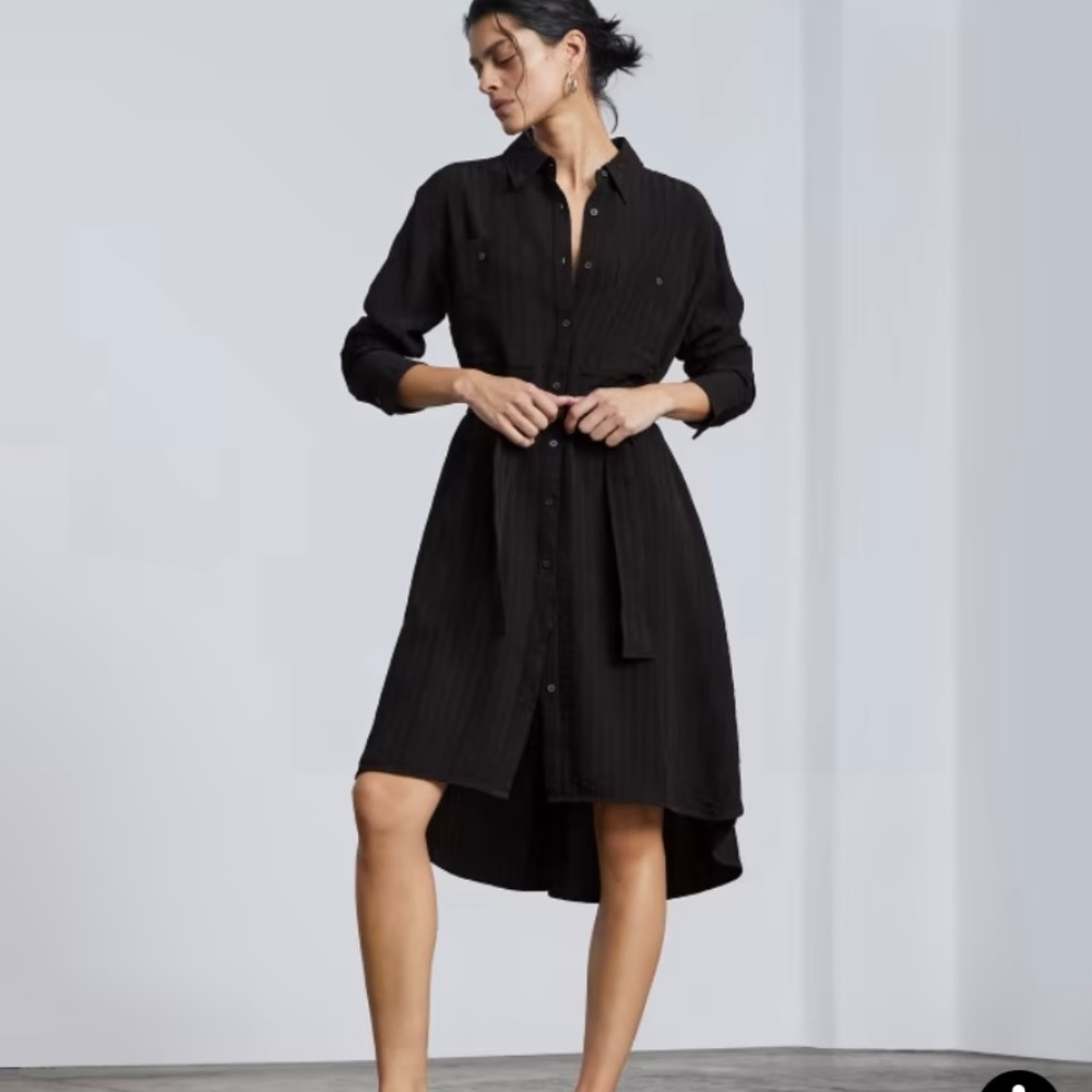 Everlane City Stripe Draped Shirt Dress